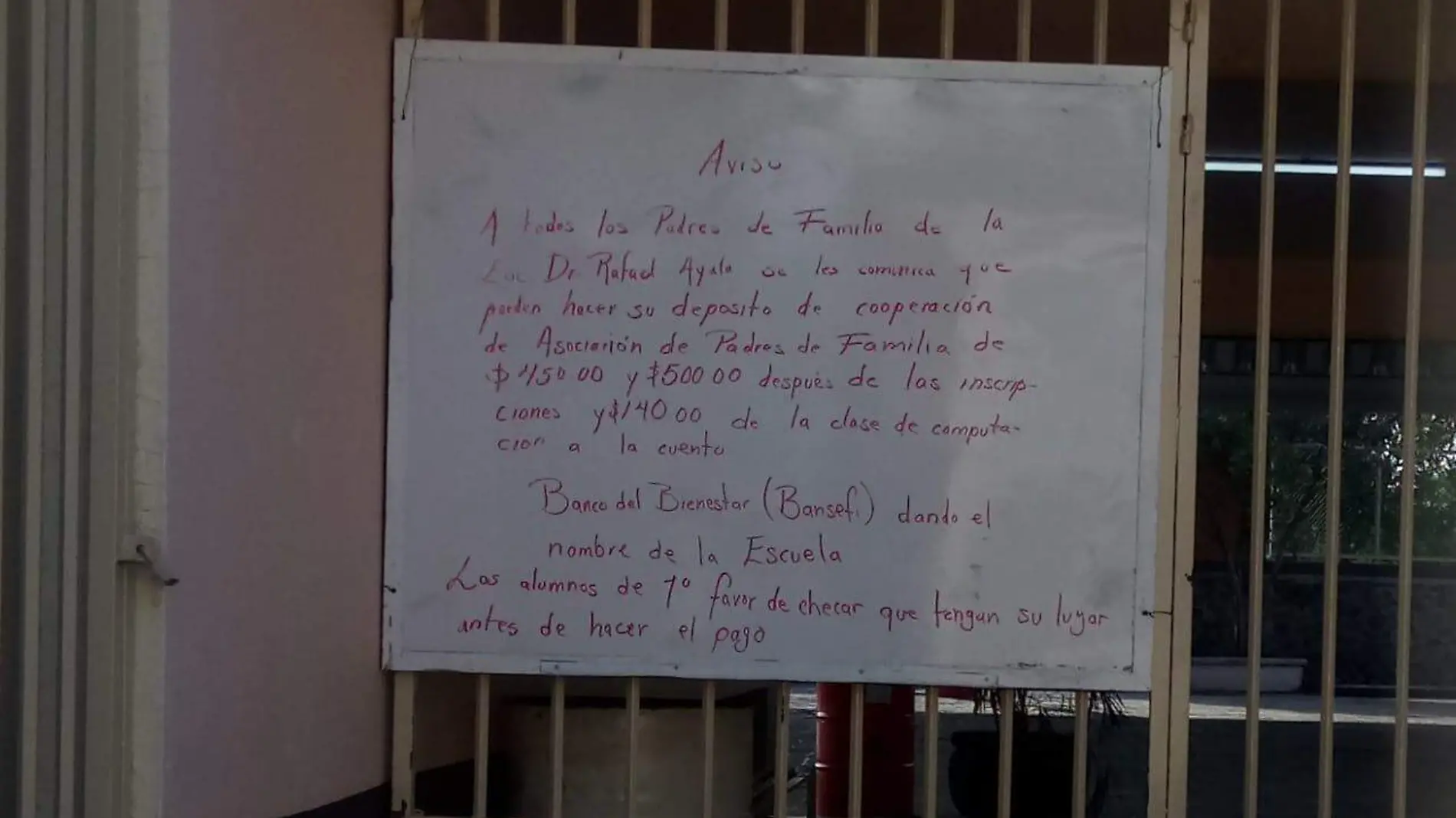 Recomiendan no hacer cobro de cuotas escolares en este momento.  Cortesía Padres Primaria Rafael Ayala.